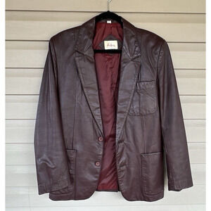 Adam Spencer Burgundy Maroon Leather Jacket 40 Vintage